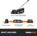 WORX Nitro 40V 16″ Cordless Lawn Mowers w/Brushless Motor 2.0 & Intellicut. - Image 5