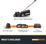 WORX Nitro 40V 16″ Cordless Lawn Mowers w/Brushless Motor 2.0 &amp; Intellicut. - Image 5