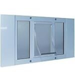 Ideal Pet Products Aluminum Sash Window Pet Door, Adjustable to Fit Window Widths from 33″ to 38″, Large 10-1/2” x 15” Flap Size