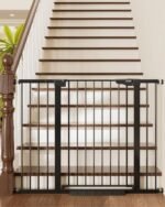 Cumbor 36″ Extra Tall Baby Gate for Dogs and Kids with Wide 2-Way Door, 29.7″- 46″ Width, and Auto Close Personal Safety for Babies and Pets, Fits Doorways, Stairs, and Entryways, Black - Image 2