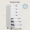 OLIXIS 7 Drawer Mobile File Cabinet Under Desk Storage Organization with Wheels Vertical Filing Chest Rolling Wood Small Desk Printer Stand for Home Office, 15.75″D x 18.74″W x 34.25″H, White - Image 4