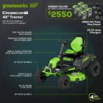 Greenworks 60V 42″ Cordless Battery CrossoverT Riding Lawn Mowers. - Image 2
