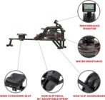 Sunny Health and Fitness Obsidian Surge Water Rowing Machines. - Image 3