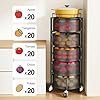SNTD Fruit and Vegetable Basket Bowls for Kitchen with Metal Top Lid, 5 Tier Rotating Storage Rack Cart for Potato Onion Bread Banana, Wire Basket Organizer on Wheels, Large, Black - Image 3