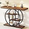 Tribesigns 41.3″ Console Table, Industrial 4-Tier Sofa Table Entryway Table with Circle Base, Narrow Wood Accent Tables with Storage Shelves for Living Room, Hallway, Foyer, Rustic Brown - Image 3