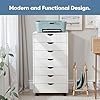OLIXIS 7 Drawer Mobile File Cabinet Under Desk Storage Organization with Wheels Vertical Filing Chest Rolling Wood Small Desk Printer Stand for Home Office, 15.75″D x 18.74″W x 34.25″H, White - Image 3