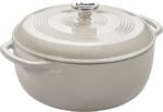 Lodge Essential Enamel Cast Iron Dutch Oven – Perfect for Bread Baking, Braising, Marinating & Slow Cooking – Features Moisture-Sealing Lid & Dual Handles – Kitchen Essentials – 6 Quarts – Oyster White