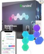 Nanoleaf Shapes LED Wall Lights, RGBW Smart Wall Panels with 16M+ Color, Compatible with Alexa &amp; Google Assistant, Music Sync, DIY Gaming Light for Home Decor (Hexagons Smarter Kit 7 Pack)