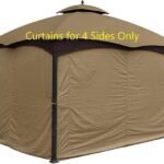 APEX GARDEN Four-Side Privacy Side Wall Curtain Set for 10-ft x 12-ft Gazebo (Beige)
