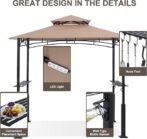 ABCCANOPY 8×5 Grill Gazebo – Outdoor BBQ Canopy Shelter with Led Light for Patio Backyard Grilling (Khaki) - Image 3