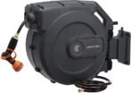 Giraffe Tools Retractable Garden Hose Reel 1/2 Inch x 155 with 5 ft Leader Hose, Heavy Duty, Any Length Lock, Slow Return System, Wall Mounted and 180 Deg Swivel Bracket
