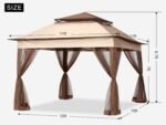 MASTERCANOPY Patio Gazebo Outdoor Pop Up Gazebo with Mesh Walls (11×11,Champagne) - Image 3