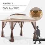 COOS BAY 11×11 Pop Up Gazebo with Mesh Netting, Instant Outdoor Canopy Tent, Water Resistant Shelter with UPF 50+ UV Protection, 121 Sq Ft Coverage, Beige - Image 3