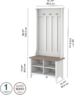Bush Home Salinas Hall Tree with Shoe Storage Bench in Shiplap Gray and Pure White, Multi-Purpose Home Organizer, Entryway Solution with Seating and Hooks - Image 4