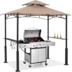 ABCCANOPY 8×5 Grill Gazebo – Outdoor BBQ Canopy Shelter with Led Light for Patio Backyard Grilling (Khaki)