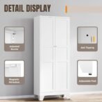 Yizosh Metal Pantry Cabinet, 75″ Kitchen Pantry with 2 Door and 4 Adjustable Shelves,White Metal Pantry Storage Cabinet,Cupboard for Kitchen,Dining Room,Living Room and Bathroom - Image 2
