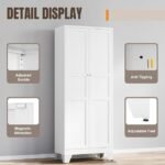 Yizosh Metal Pantry Cabinet, 75″ Kitchen Pantry with 2 Door and 4 Adjustable Shelves,White Metal Pantry Storage Cabinet,Cupboard for Kitchen,Dining Room,Living Room and Bathroom - Image 2