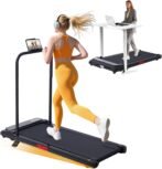 KASSADIN Walking Pad with Handle Bar, 2026 Upgrade Portable Small Treadmill with Handles for Home Small, 3.0HP Under Desk Walking Pad Treadmill with Incline, 0.6-7.6MPH, 350LBS
