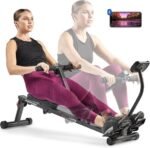 Sunny Health &amp; Fitness Compact Adjustable Rowing Machine with 12 Levels of Resistance for Complete Body Workouts and Optional Free SunnyFit App Enhanced Connectivity