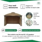 APEX GARDEN Four-Side Privacy Side Wall Curtain Set for 10-ft x 12-ft Gazebo (Beige) - Image 5