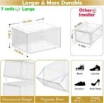 12 Pack Clear Shoe Storage Organizer with Magnetic Door,Stackable Plastic Shoe Boxes for Sneakers,Boots,and Heels,Space-Saving Foldable Shoe Rack for Closet,Durable Shoe Cabinet Organizer,White - Image 4