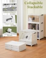 OlarHike 48QT Lockable Storage Bins with Lids – Folding Storage box with Doors and Wheels, Collapsible Plastic Storage Bins for Closets, Stackable Storage Organizer, Storage Containers, 4 Pack Cubes - Image 3
