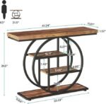Tribesigns 41.3″ Console Table, Industrial 4-Tier Sofa Table Entryway Table with Circle Base, Narrow Wood Accent Tables with Storage Shelves for Living Room, Hallway, Foyer, Rustic Brown - Image 4