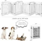 PAWLAND 144-inch Extra Wide 30-inches Tall Dog gate with Door Walk Through, Freestanding Wire Pet Gate for The House, Doorway, Stairs, Pet Puppy Safety Fence, Support Feet Included, White,6 Panels - Image 3