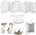 PAWLAND 144-inch Extra Wide 30-inches Tall Dog gate with Door Walk Through, Freestanding Wire Pet Gate for The House, Doorway, Stairs, Pet Puppy Safety Fence, Support Feet Included, White,6 Panels - Image 3