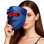 INIA Glow 4D Wireless Red Light Therapy Mask for face – Dual NIR, 320 LEDs, 4 Modes, Under-Eye Cooling, Cordless &amp; Rechargeable LED Face Mask for Home &amp; Travel, Skincare Gifts for Women Mom Wife, Blue
