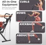 Sunny Health &amp; Fitness Row-N-Ride PRO, Full Body Combo Squat Machine w/Optional Resistance Band, Easy Setup Ab Workout Exercise Equipment for Home, Whole Body Cardio, Optional SunnyFit App Connection - Image 3