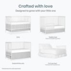 Delta Children Essex 4-in-1 Convertible Baby Crib, Bianca White with Natural Legs - Image 3