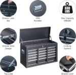 Winado 24″ Portable Metal Tool Box, 5 Drawers Toolbox with Top Storage Tray, Carry Handle, Ball Bearing Runners, Lockable Tool Chest Cabinet for Garage, Warehouse, Repair Shop &amp; Home, Black - Image 4
