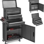 Winado 4-Drawer Rolling Tool Chest with Wheels &amp; Lock, Tool Box with Large Storage Cabinet and Adjustable Shelf, Removable Portable Top Box for Garage, Warehouse, Factory