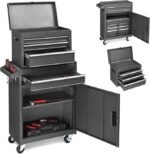 Winado 4-Drawer Rolling Tool Chest with Wheels &amp; Lock, Tool Box with Large Storage Cabinet and Adjustable Shelf, Removable Portable Top Box for Garage, Warehouse, Factory