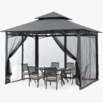 ABCCANOPY Gazebos for Patios 10×10 – Outdoor Steel Frame Gazebo with Mosquito Netting for Lawn Backyard Garden Deck (Dark Gray) - Image 4