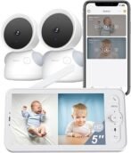 ARENTI Baby Monitor with 2 Cameras, 2K/3MP WiFi 6 Camera and Audio, 5-inch Wireless Screen, Smartphone App, Super Night Vision, Crying Detection, Auto Tracking, Temp&amp;Humidity Sensor (D3 Set)