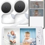 ARENTI Baby Monitor with 2 Cameras, 2K/3MP WiFi 6 Camera and Audio, 5-inch Wireless Screen, Smartphone App, Super Night Vision, Crying Detection, Auto Tracking, Temp&amp;Humidity Sensor (D3 Set)