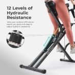 Sunny Health &amp; Fitness Row-N-Ride PRO, Full Body Combo Squat Machine w/Optional Resistance Band, Easy Setup Ab Workout Exercise Equipment for Home, Whole Body Cardio, Optional SunnyFit App Connection - Image 4