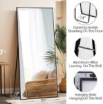 Beauty4U 71″ x 32″ Full Length Mirror with Stand, Large Floor Mirror for Bedroom, Wall Mounted or Leaning Full Body Mirror, HD Tempered Glass Dressing Mirror for Outfit Check & Home Decor, Black - Image 4