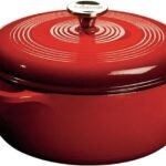Lodge Essential Enamel Cast Iron Dutch Oven – Perfect for Bread Baking, Braising, Marinating &amp; Slow Cooking – Features Moisture-Sealing Lid &amp; Dual Handles – Kitchen Essentials – 6 Quarts – Island Spice Red