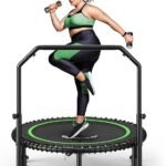 BCAN BT2 450/550LBS Mini Rebounder Trampoline for Adults with Bar, Fitness Trampoline with Bungees, Adjustable Handle, Stable &amp; Quiet, Indoor Outdoor, Whole-Body Workout &amp; Relaxation at Home-40IN/48IN