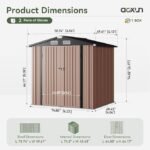 Aoxun 6.2×4 FT Shed Outdoor Storage Shed with Lockable Doors &amp; Slooping Roof Metal Garden Tool Shed for Backyard, Patio, Poolside (Brown) - Image 5