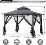 ABCCANOPY Gazebos for Patios 10×10 – Outdoor Steel Frame Gazebo with Mosquito Netting for Lawn Backyard Garden Deck (Dark Gray) - Image 2