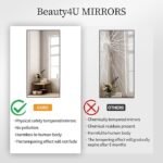 Beauty4U 71″ x 32″ Full Length Mirror with Stand, Large Floor Mirror for Bedroom, Wall Mounted or Leaning Full Body Mirror, HD Tempered Glass Dressing Mirror for Outfit Check &amp; Home Decor, Black - Image 3