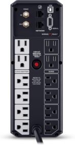 CyberPower CP1500AVRLCD3 Intelligent LCD UPS System, 1500VA/900W, 12 Outlets, 2 USB Ports, AVR, Mini Tower, Black - Image 2
