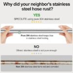 SPECILITE 200ft 304 Stainless Steel Garden Hose Metal, Heavy Duty Water Pipe with Nozzles for Yard, Outdoor – Flexible, Never Kink &amp; Tangle, Puncture Resistant (Sliver) - Image 2