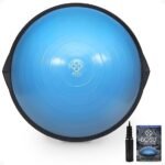 Bosu Balance Ball Exercise Trainer, Home Gym Equipment w/Guided Workouts &amp; Pump, 26″ Inflatable Fitness Platform for Strength Training, Standing, Balancing, and Core Workout