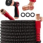 Pocket Hose 100 FT Copper Head Expandable Garden Hose with Pocket Pivot, No Tangles, AS SEEN ON TV, 360° Swivel, Tri-Tex Tubing, Force Field Jacket, Lead-Free, No-Kink, Anti-Burst w/APT