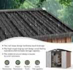 Aoxun 6.2×4 FT Shed Outdoor Storage Shed with Lockable Doors &amp; Slooping Roof Metal Garden Tool Shed for Backyard, Patio, Poolside (Brown) - Image 3